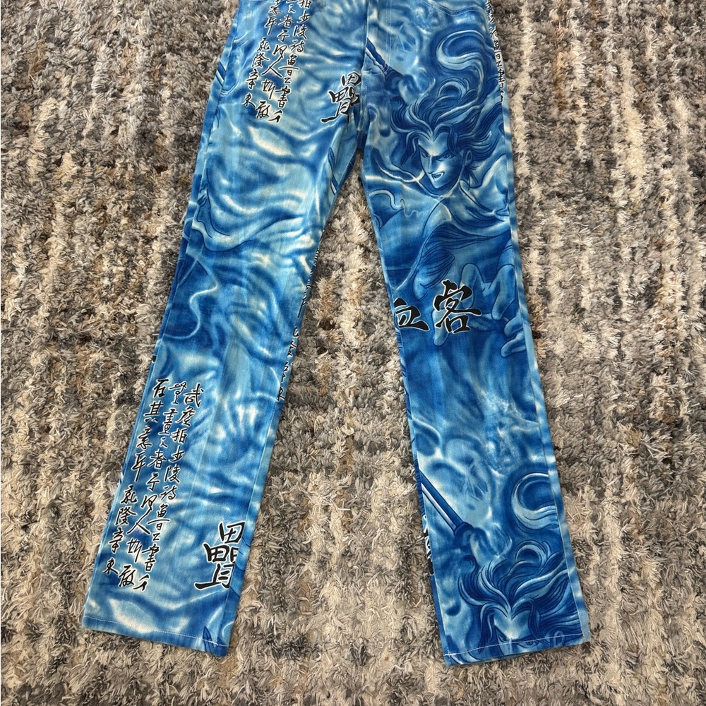 Artistic Blue Graphic Women's Straight Leg Pants